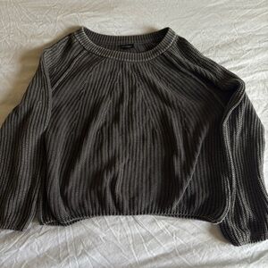 Blu Pepper Slouchy Washed Black Cotton Knit Crewneck Sweater XL